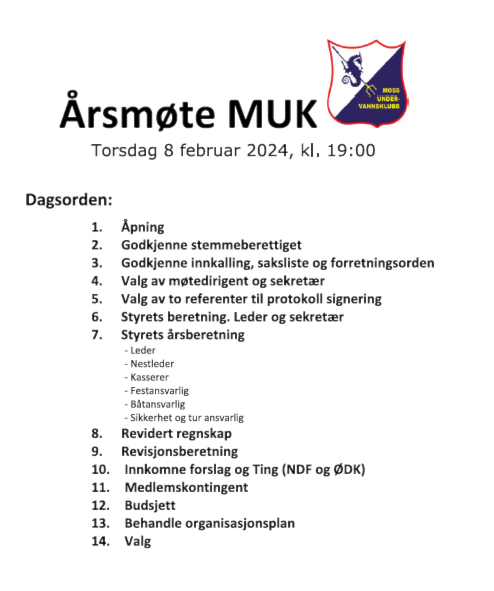 Årsmøte i Moss Undervannsklubb 2024